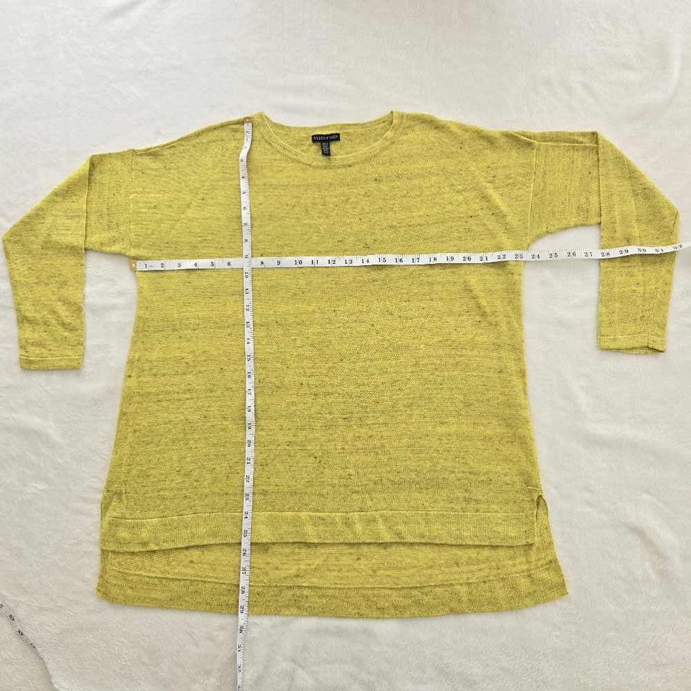Eileen Fisher Linen Blend Oversized Sweater Yellow Green L - Picture 8 of 11